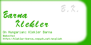 barna klekler business card